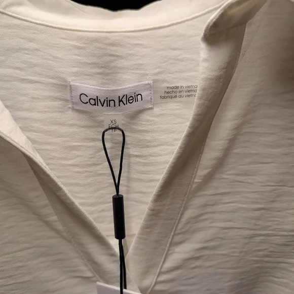 Calvin Klein White Ribbed Wrap Blouse - Picture 4 of 4